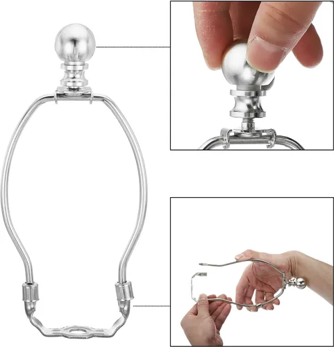 Vista 5 de PATIKIL Kit de arpa de lámpara de 6 pulgadas con remate, 2 juegos de soportes de pantalla de lámpara desmontable, accesorios de iluminación