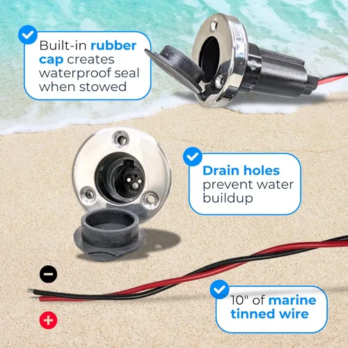 Vista 6 de Pactrade Marine Luces LED de navegación rojo y verde para barcos, poste extraíble de 12 pulgadas con base de liberación rápida de 2 pines, luces