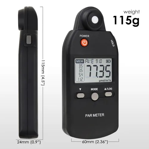 Vista 7 de Medidor PAR para luces LED de crecimiento de alta precisión Sensor Quantum Medidor de luz Par Tester PPFD para medir la actividad fotosintética