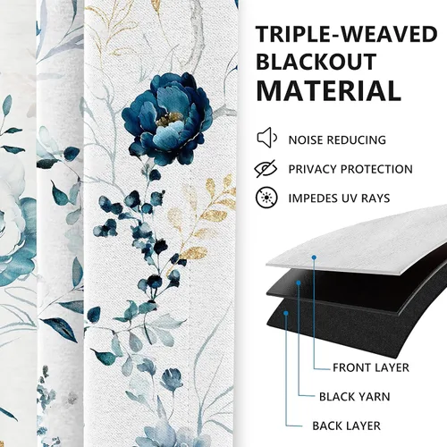 Vista 3 de Tititex Elegantes cortinas opacas de 63 pulgadas de largo, juego de 2 paneles para puerta corredera de patio, cortinas con aislamiento térmico