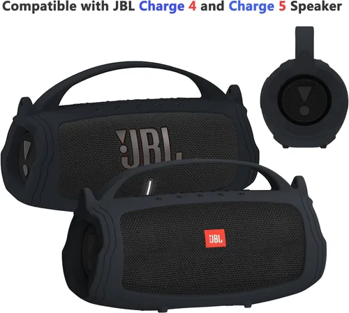 Vista 3 de Funda de silicona para altavoz Bluetooth portátil JBL Charge 4/5, estuche de viaje para JBL Charge 4/5 Accesorios para altavoces Bluetooth (negro)