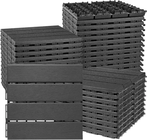Vista 11 de ToLanbbt Cojín modular entrelazado 8P de 11.8 x 11.8 pulgadas, agujeros de drenaje de goma entrelazados antideslizantes para cubierta, ducha