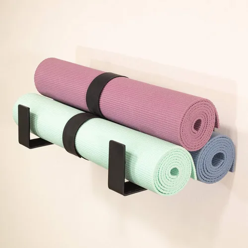 Vista 9 de StoreYourBoard Estante de almacenamiento para esterilla de yoga – Soporte de pared para rodillos de espuma, bandas de resistencia, accesorios