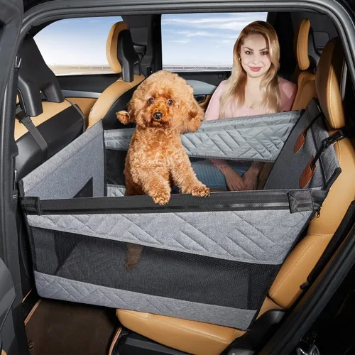 Vista 8 de TKYZ Asiento de automóvil mediano para perro, extensor de asiento trasero para perros, funda de asiento grande impermeable para asiento trasero