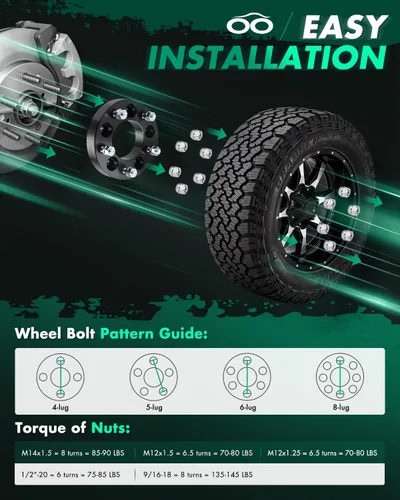 Vista 6 de SCITOO 2 adaptadores de rueda de 5 x 5 a 5 x 135 pulgadas de diámetro de 1.25 pulgadas, pernos de 3.429 in, espaciadores de rueda de 5 agarraderas