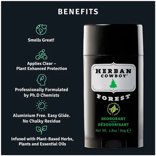 Vista 2 de Herban Cowboy, Forest, desodorante para protección máxima, 2.8 onzas, 3