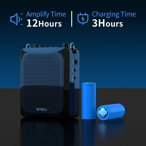 Vista 6 de SHIDU Amplificador de voz de 25 W Altavoz portátil con micrófono inalámbrico Sistema PA personal Batería recargable de 2000 mAh para profesores Aula