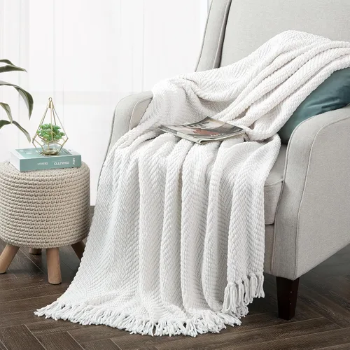 Vista 34 de Manta para sofá, funda de sofá suave de punto texturizado, manta de tweed con borlas de flecos para decoración del hogar, cama, sofá, silla, 50 x 60
