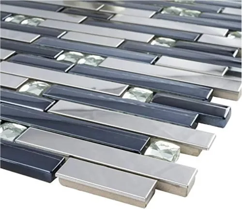 Vista 4 de Tenedos Mosaico de cristal de diamante de lujo para pared de pared de baño, ducha, cocina, decoración de acento, chimenea (caja de 5 hojas), blanco)