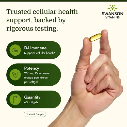Vista 3 de Swanson Extracto de cáscara de naranja prensado en frío D-Limonene 250 miligramos 60 Sgels Cold-Pressed Orange Peel Extract Promoting Cellular