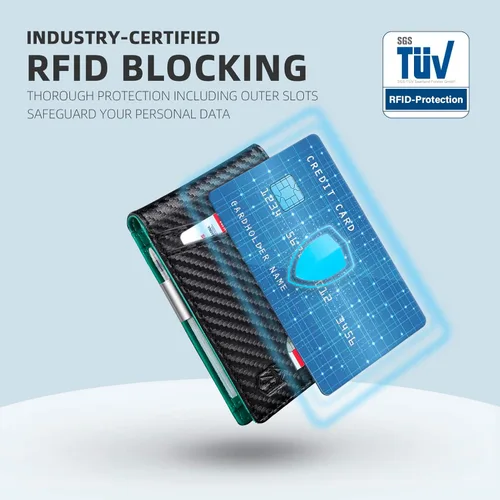 Vista 5 de Zitahli - Billetera delgada con 12 ranuras para tarjetas, ventana de identificación con clip para dinero, bolsillo frontal RFID plegable, pequeña