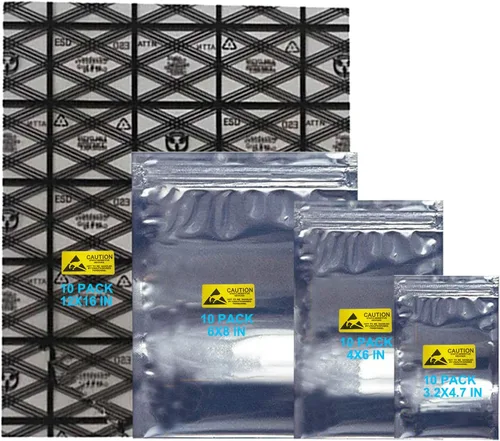Vista 14 de Bolsas antiestáticas, 100 bolsas ESD resellables de 3.2 x 4.7 pulgadas con etiquetas para disco duro GPU, SSD HDD y dispositivos electrónicos