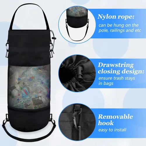 Vista 5 de Gersoniel Bolsas de basura portátiles para barcos, contenedores de accesorios para barcos, bolsas de basura de malla de aro mediano, reutilizables