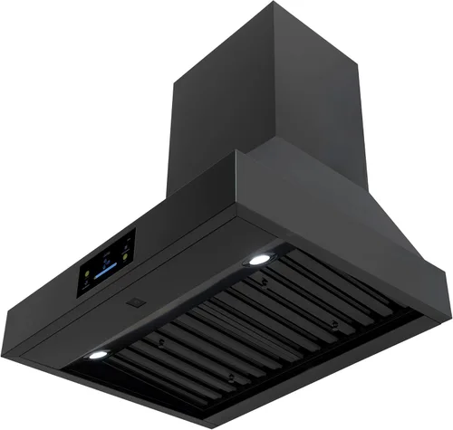 Vista 2 de Campana extractora profesional de acero inoxidable negro - 30 pulgadas