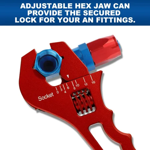 Vista 3 de AN Fittings - Llave AN ajustable de aluminio para accesorios de extremo de manguera 3AN-16AN, pequeña roja