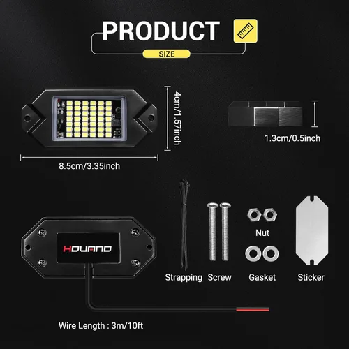 Vista 4 de 12Pods Luces de Roca Blancas 6000K Color Blanco Puro 42 Chips LED Súper Brillantes con Cables de Extensión de 10 pies, Kit de Iluminación Inferior