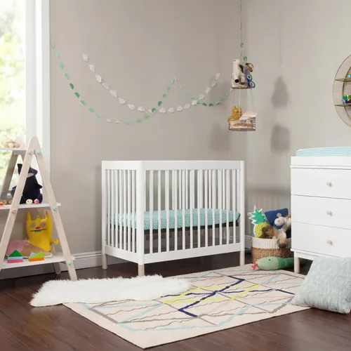 Vista 7 de Babyletto Gelato Mini cuna convertible 4 en 1 en color blanco y natural lavado, con certificado Greenguard Gold