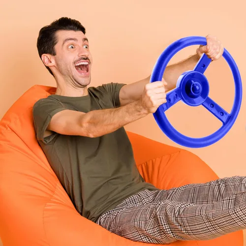 Vista 7 de Juego de 2 volantes de plástico pirata con herramientas de montaje para niños, parque infantil, gimnasio al aire libre (azul, rojo)