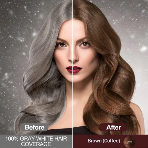 Vista 2 de Champú de tinte para el cabello 3 en 1-100 % cobertura de canas, tinte negro instantáneo, champú permanente de color para el cabello a base