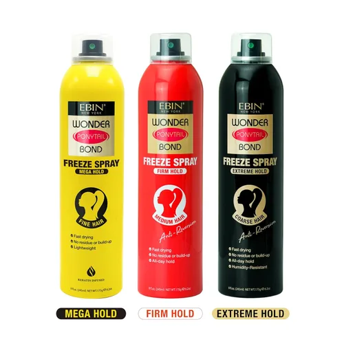 Vista 7 de EBIN NEW YORK Wonder Tail Bond - Aerosol de congelación de fijación extrema, cabello grueso, 2.7 onzas, sujeción de larga duración, control