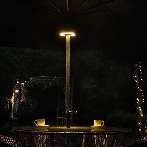 Vista 6 de Luces de sombrilla de patio para decoración de patio, 4 modos, 3 pilas AA, para sombrillas, camping, tiendas de campaña o uso al aire libre