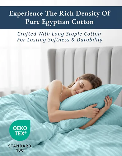 Vista 310 de LANE LINEN - Sábanas individual 100% algodón egipcio suave, cómodo y grueso de calidad de hotel, costuras reforzadas totalmente elásticas, sin