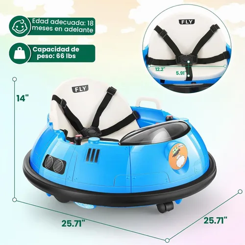 Vista 3 de Hikole Coche de parachoques eléctrico de 12 V para niños a partir de 1.5 Azul