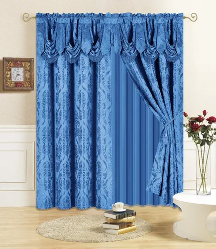 Vista 8 de All American Collection Nuevo juego de cortinas de 4 piezas con cenefa adjunta y transparente con 2 alzapaños incluidos (96" de largo, gris pardo)
