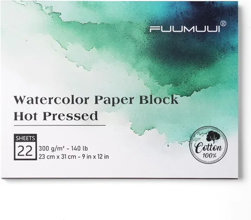 Vista 14 de Fuumuui - Bloque de papel de acuarela de 5 x 7 pulgadas, bloc de papel de acuarela 100% algodón de 30 hojas, 140 libras/300 gsm, papel de arte