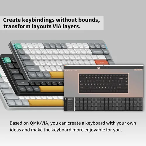 Vista 5 de NuPhy Air75 V2 Teclado mecánico portátil 75% de bajo perfil, teclado inalámbrico, compatible con teclados Bluetooth Bluetooth/2.4G/USB-C RGB