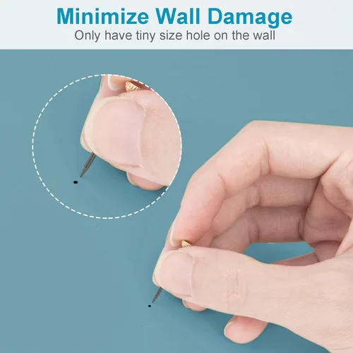 Vista 3 de 10 piezas de perchas para cuadros resistentes con clavos, ganchos para colgar cuadros profesionales Kinxuanda que soportan hasta 100 libras