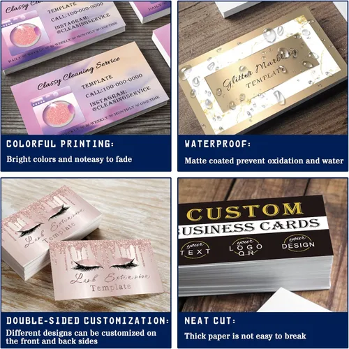 Vista 4 de Tarjetas de visita personalizadas personalizadas con logotipo, código QR, tarjetas de servicio de limpieza personalizadas, 100