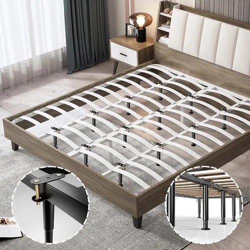Vista 16 de 4 patas de soporte central de altura ajustable de metal para marco de cama, patas de soporte de cama para listones de madera, reemplazo de patas