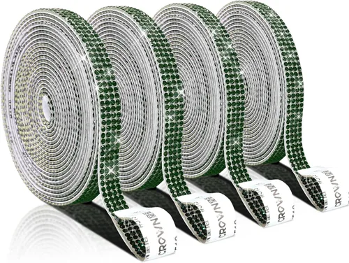 Vista 11 de 4 rollos de cinta autoadhesiva con diamantes de imitación y cristal Bling con tiras adhesivas de 2 mm para manualidades, bodas, cumpleaños, fiestas