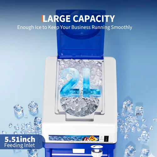 Vista 3 de GarveeTech Ice Shaver Machine, 286lbs/hr Electric Snow Cone & Frozen Yogurt Maker, Heavy Duty 1500RPM Ice Crusher for Milkshakes & Slushies, 2L