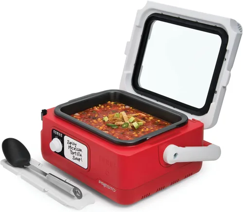 Vista 2 de Olla de cocción lenta Presto Nomad para viajar, Roja, de 6 cuartos (Paquete de 1)