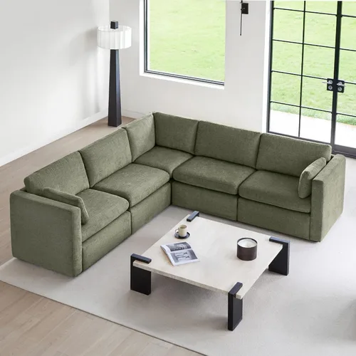 Vista 15 de CHITA Juego de sofá modular Cloud de gran tamaño, sofá modular en forma de U con diván reversible, 112 pulgadas de ancho, sofá modular de 5 Azul