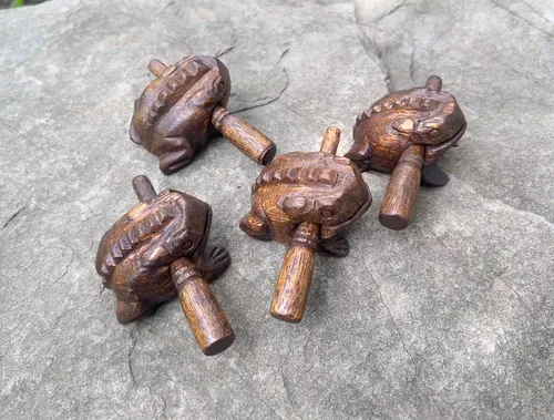 Vista 5 de Instrumentos de percusión hechos a mano clásicos tailandeses de 2.3-2.5 pulgadas, rana de madera, rana de madera, instrumento musical