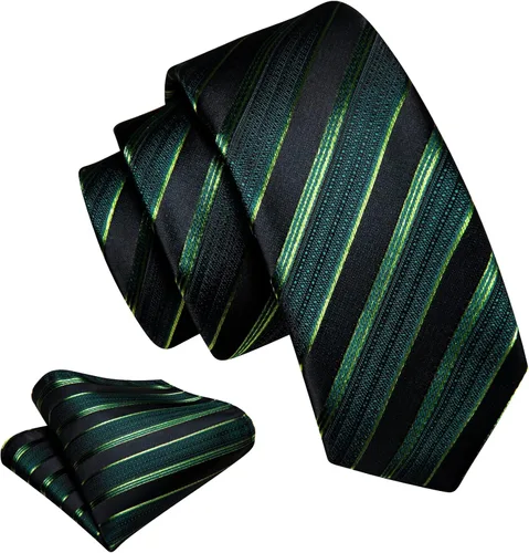 Vista 170 de Barry.Wang Corbata de niño regular seda tejida rayas sólido lazo bolsillo cuadrado