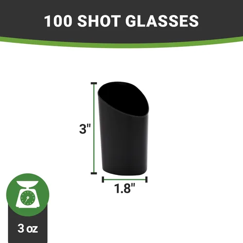 Vista 12 de Restaurantware Vasos de chupito de 3 onzas, 100 vasos de chupito redondos, con acabado negro, vasos de chupito de plástico desechables para servir