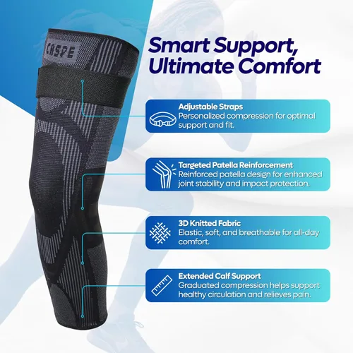 Vista 2 de Caspe Leg Compression Sleeve With Strap, Full Length Thigh Knee Calf Support, Knee Compression Sleeve Women & Men, Full Leg Support for Light
