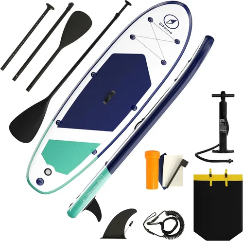 Vista 10 de Bifanuo Tabla de Paddle Inflable con Accesorios SUP y Mochila. Tablas de Paddle para Adultos. Cubierta Antideslizante, Postura Ancha, Aleta