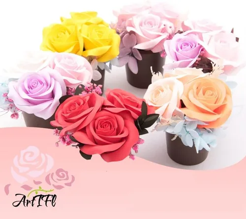 Vista 4 de ArtIFl 3rose Flor de arcilla relajante regalo de seguridad