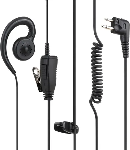 Vista 3 de HWAYO Walkie Talkie - Auricular giratorio con micrófono y PTT para radio bidireccional MOT, auricular giratorio Motorola compatible con Walkie