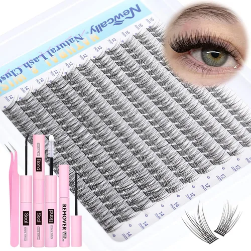 Vista 10 de Extensiones de pestañas en racimo Natural Lash, pestañas individuales cortas C-curly de 10-14mm, racimos de pestañas Wispy, para colocar en casa