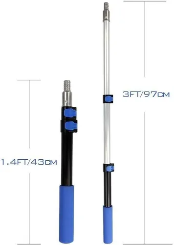 Vista 2 de Poste telescópico de aluminio de 1.5 a 3 pies con abrazaderas de deslizamiento rápido, poste de rodillo de pintura, poste multiusos, poste