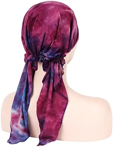 Vista 7 de Pañuelos para la cabeza pre-atados 3 gorros empaquetados gorro para quimioterapia para mujeres