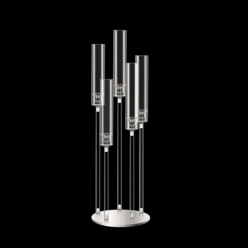 Vista 18 de Candelabro de 35 pulgadas 1 pieza en negro para centros de mesa de 5 brazos, centros de mesa de boda para decoraciones