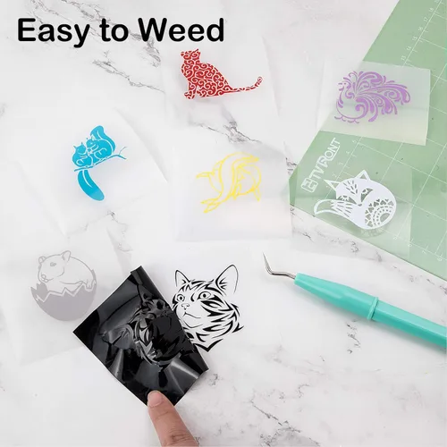 Vista 3 de HTVRONT Vinilo Permanente Morado Claro - Rollo de Vinilo Adhesivo Permanente Brillante Morado de 12" x 14 pies Compatible con Máquina de Corte