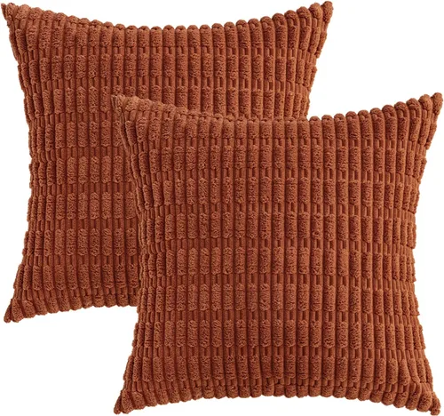 Vista 143 de MIULEE- Juego de 2 fundas de pana suave para cojín; diseño a rayas estilo bohemio, moderno, rural; decoración costera p/verano, hogar, sala de Azul